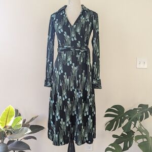 1970s Diane von Furstenberg vintage tulip print wrap dress size 6 xs small